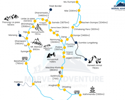 Manaslu Tsum Valley Trek Map