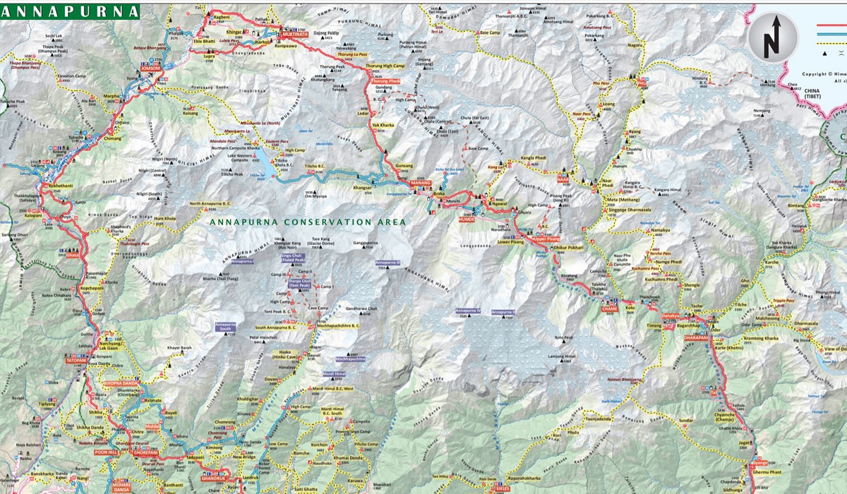 Annapurna Circuit Map- Itinerary Route