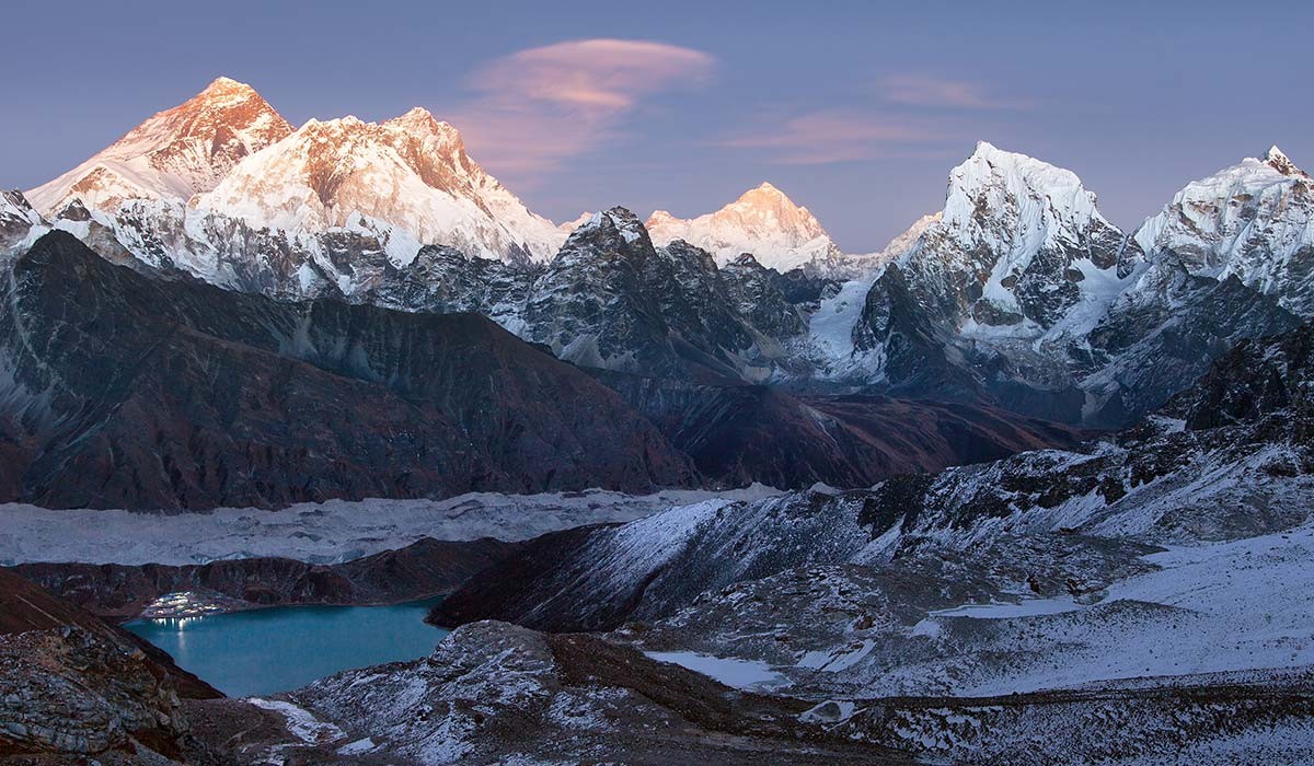 View of Gokyo valley during three passes trek