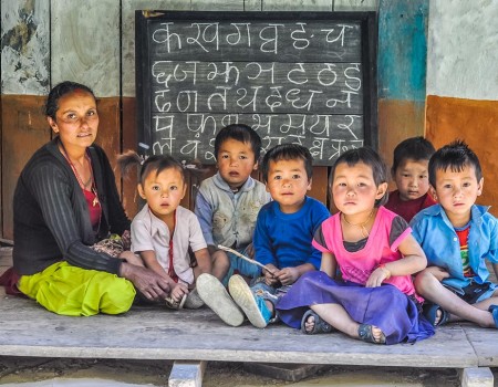 Children studying in high altitude